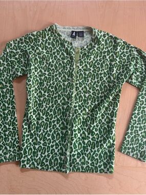 Green Leopard-Print Zip Cardigan